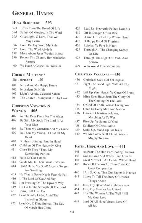 CPWI Hymnal page xii