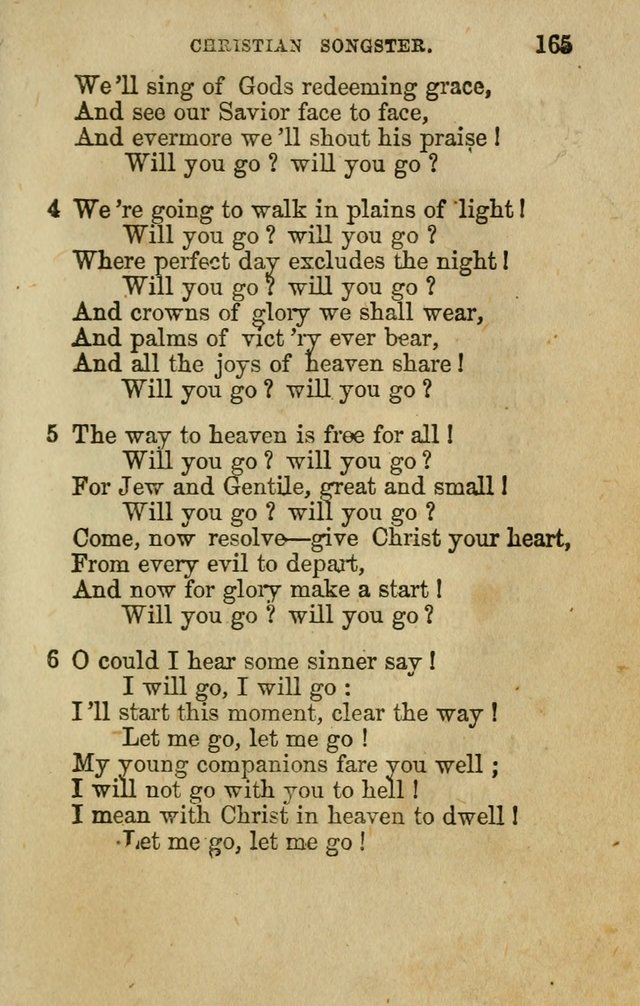 The Christian Songster: a collection of hymns and spiritual songs, usually sung at camp, prayer, and social meetings, and revivals of religion. Designed for all denominations page 174