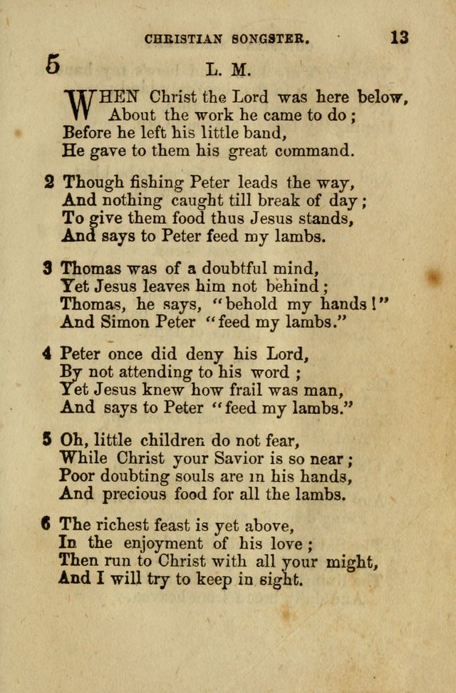 The Christian Songster: a collection of hymns and spiritual songs, usually sung at camp, prayer, and social meetings, and revivals of religion. Designed for all denominations page 18