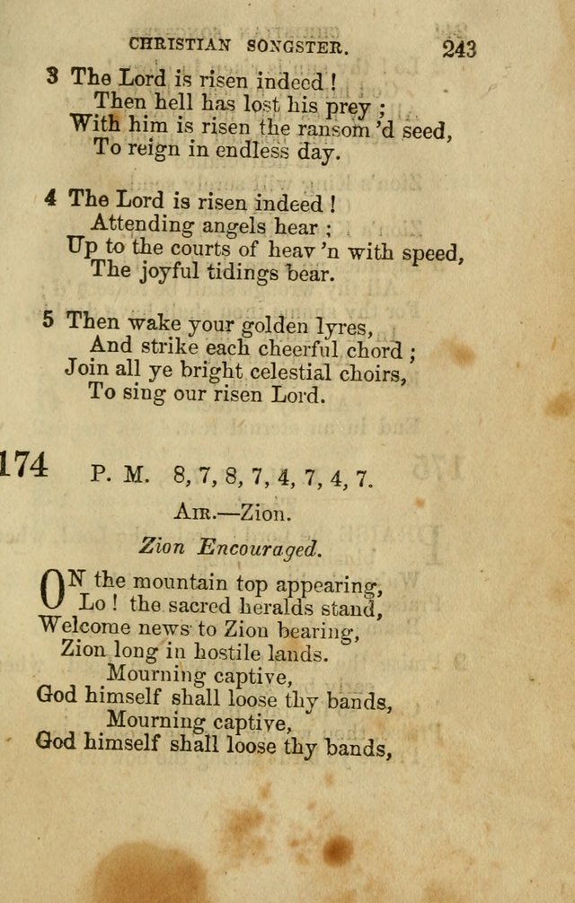 The Christian Songster: a collection of hymns and spiritual songs, usually sung at camp, prayer, and social meetings, and revivals of religion. Designed for all denominations page 252