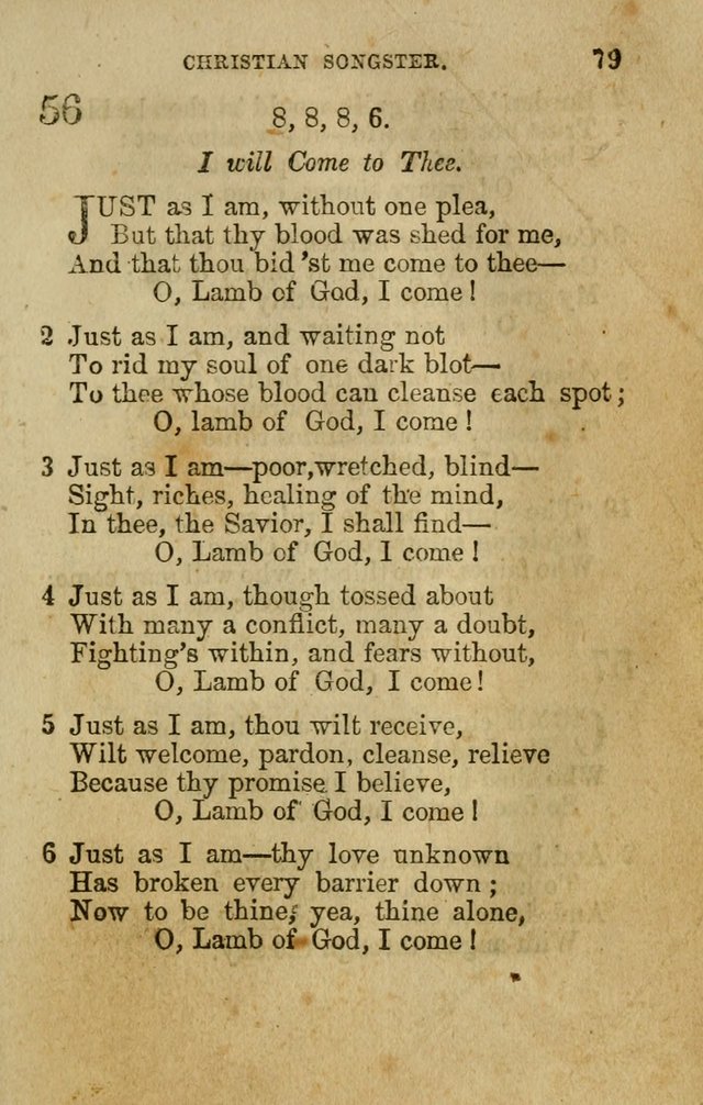 The Christian Songster: a collection of hymns and spiritual songs, usually sung at camp, prayer, and social meetings, and revivals of religion. Designed for all denominations page 86