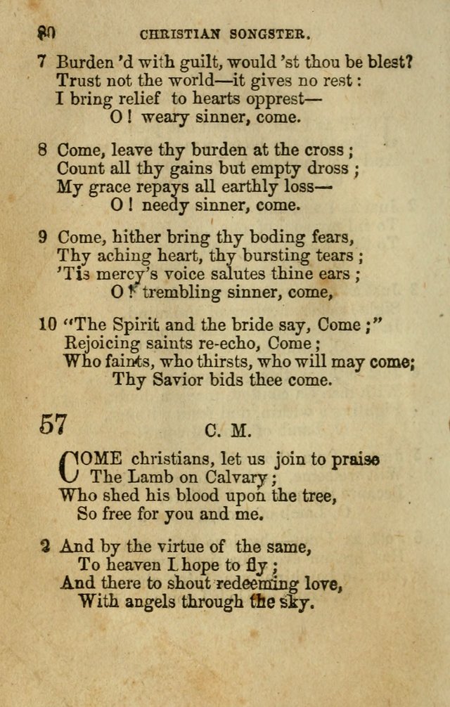 The Christian Songster: a collection of hymns and spiritual songs, usually sung at camp, prayer, and social meetings, and revivals of religion. Designed for all denominations page 87