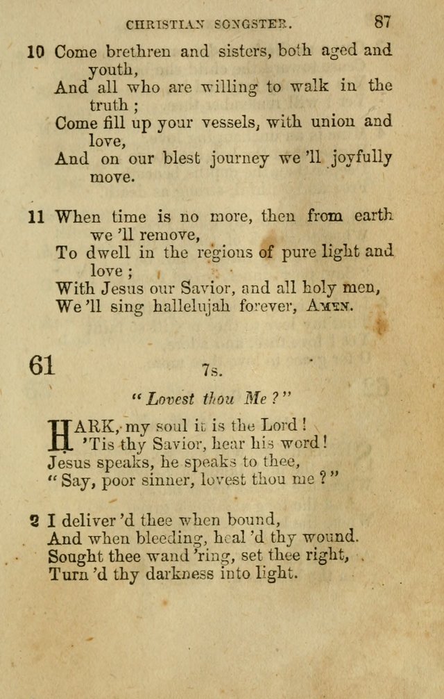The Christian Songster: a collection of hymns and spiritual songs, usually sung at camp, prayer, and social meetings, and revivals of religion. Designed for all denominations page 94