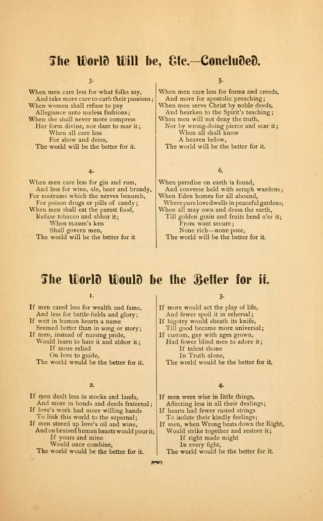 Celestial Sonnets: a collection of new and original songs and hymns of peace and progress, designed for public gatherings, home circles, religious, spiritual, temperance, social and camp meetings, etc page 118
