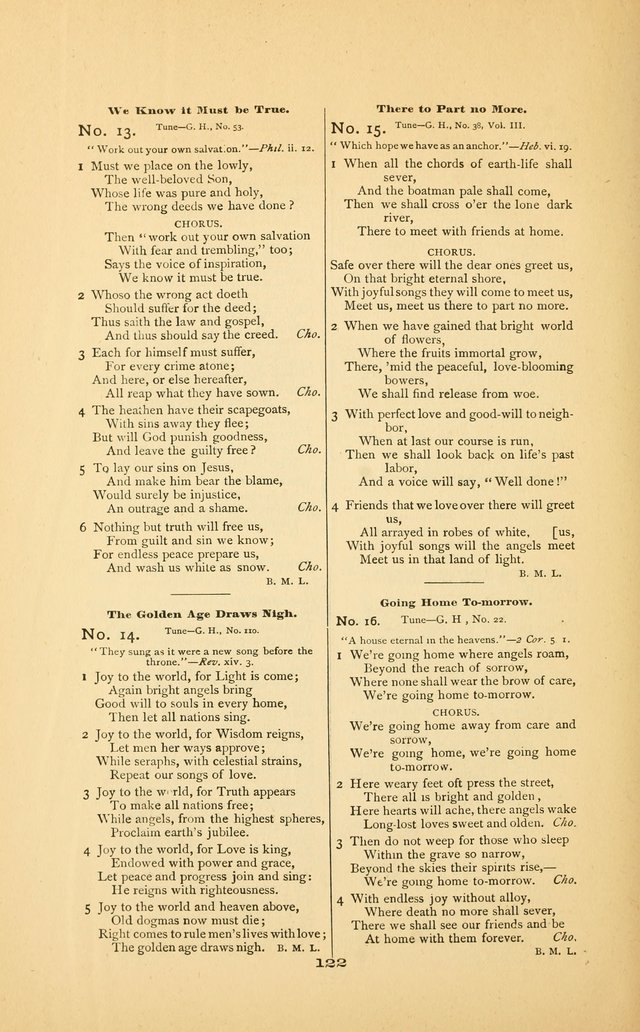 Celestial Sonnets: a collection of new and original songs and hymns of peace and progress, designed for public gatherings, home circles, religious, spiritual, temperance, social and camp meetings, etc page 127