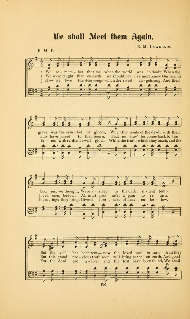 Celestial Sonnets: a collection of new and original songs and hymns of peace and progress, designed for public gatherings, home circles, religious, spiritual, temperance, social and camp meetings, etc page 29