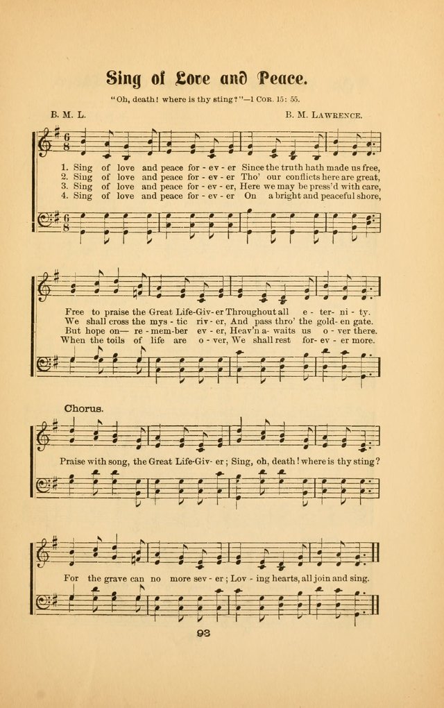 Celestial Sonnets: a collection of new and original songs and hymns of peace and progress, designed for public gatherings, home circles, religious, spiritual, temperance, social and camp meetings, etc page 98