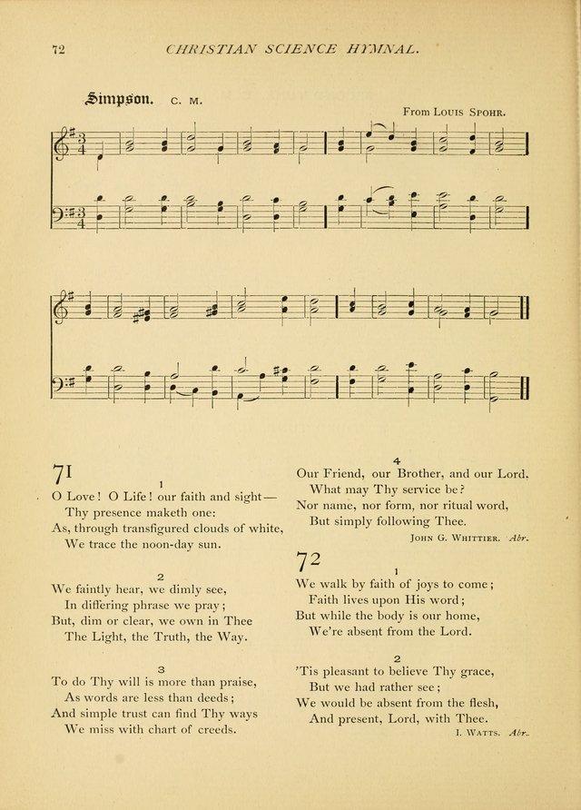 Christian Science Hymnal: a selection of spiritual songs page 72