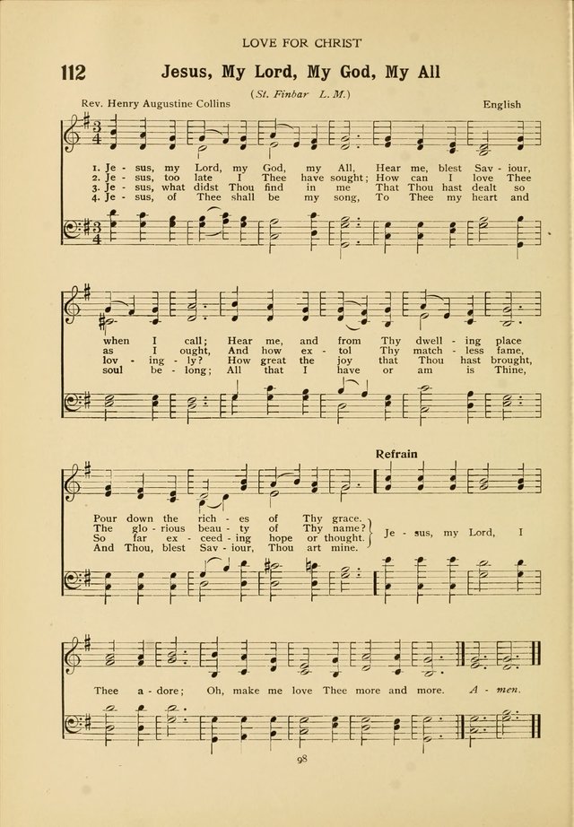 The Church School Hymnal 112 Jesus My Lord My God My All 