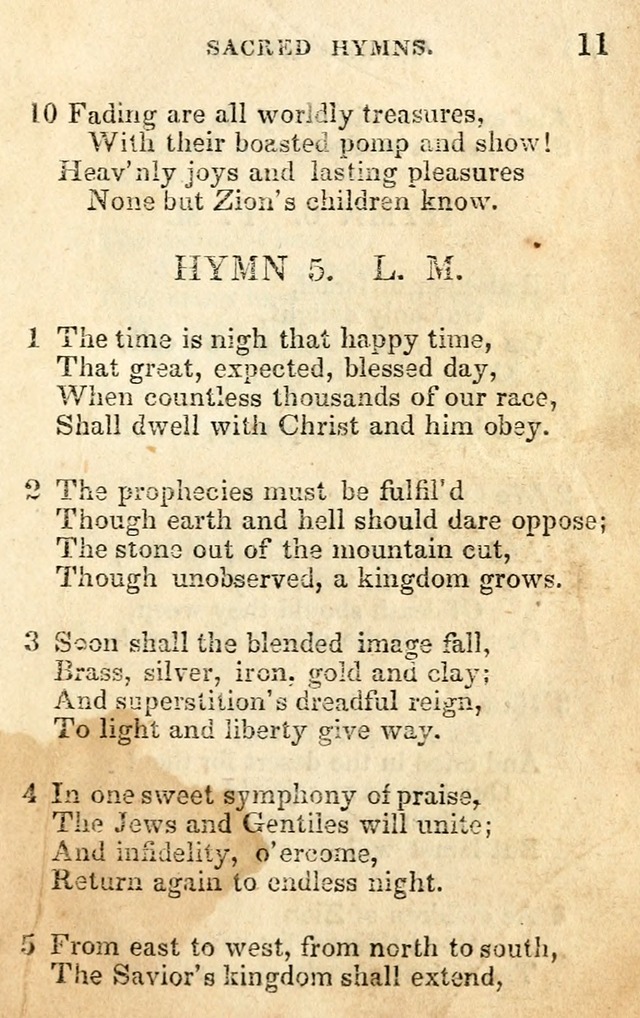 A Collection of Sacred Hymns, for the Church of the Latter Day Saints page 11