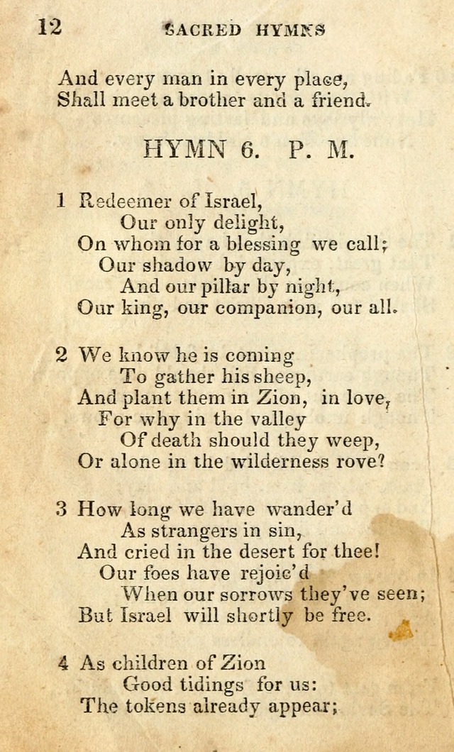 A Collection of Sacred Hymns, for the Church of the Latter Day Saints page 12