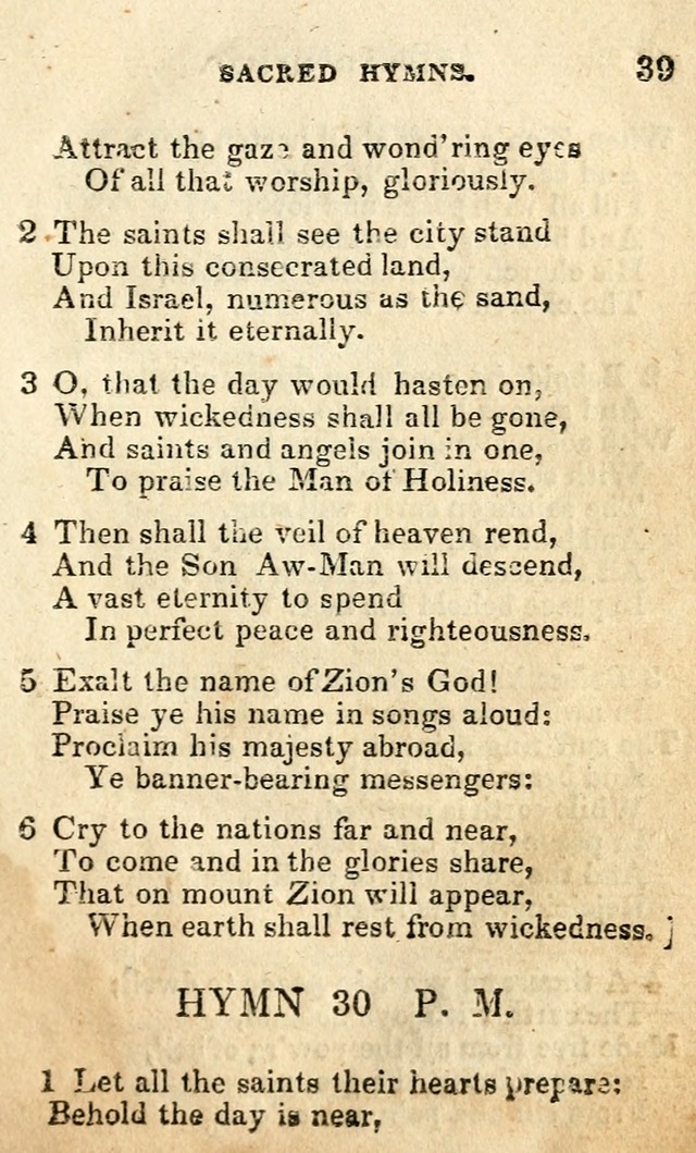 A Collection of Sacred Hymns, for the Church of the Latter Day Saints page 39