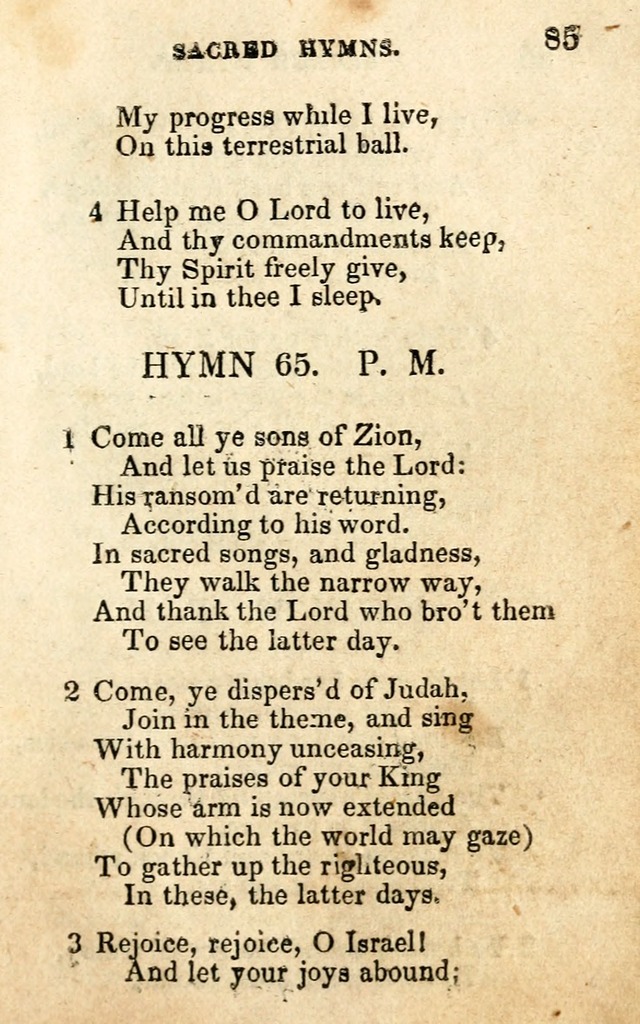 A Collection of Sacred Hymns, for the Church of the Latter Day Saints page 85