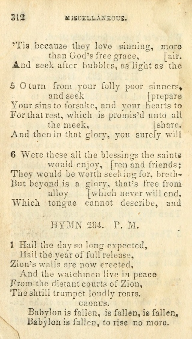 A Collection of Sacred Hymns, for the Church of Jesus Christ of Latter Day Saints page 314
