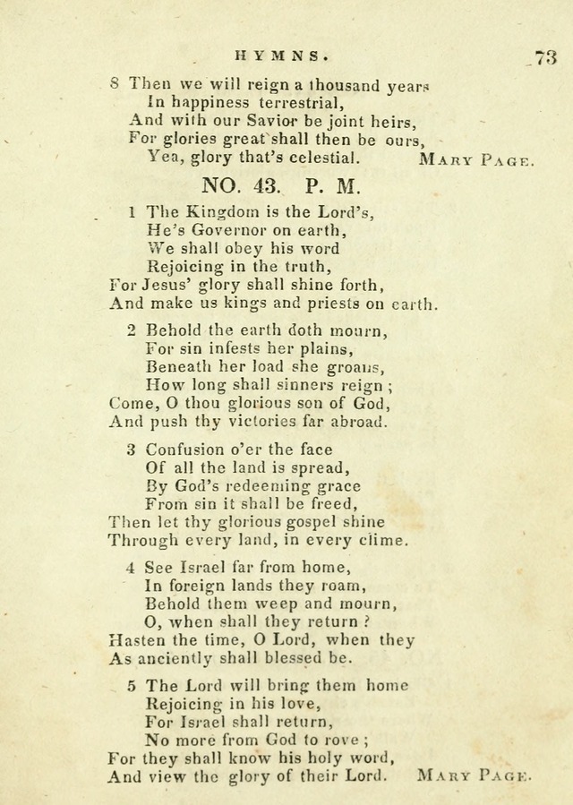 A Collection of Sacred Hymns for the use of the Latter-Day Saints page 73