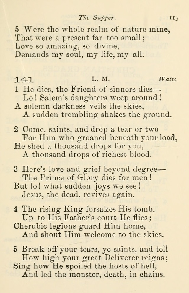A Choice Selection of Hymns and Spiritual Songs for the use of the Baptist Church and all lovers of song page 116