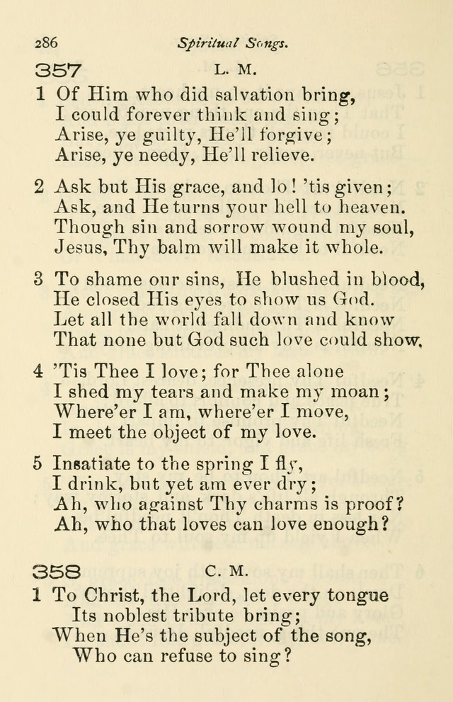 A Choice Selection of Hymns and Spiritual Songs for the use of the Baptist Church and all lovers of song page 289
