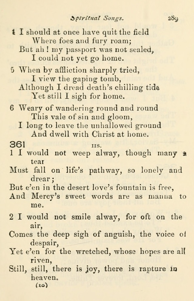 A Choice Selection of Hymns and Spiritual Songs for the use of the Baptist Church and all lovers of song page 292