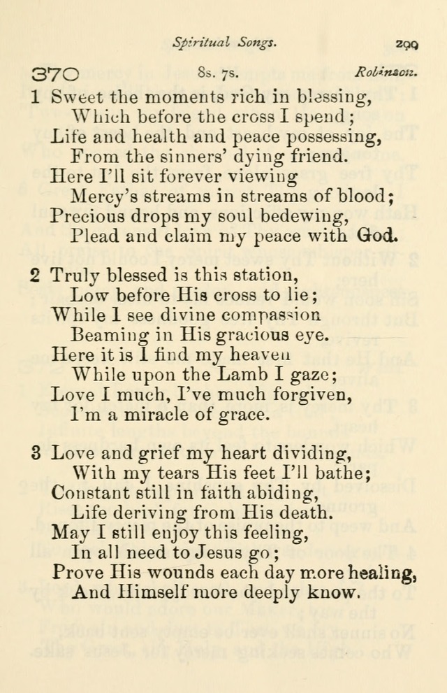 A Choice Selection of Hymns and Spiritual Songs for the use of the Baptist Church and all lovers of song page 302