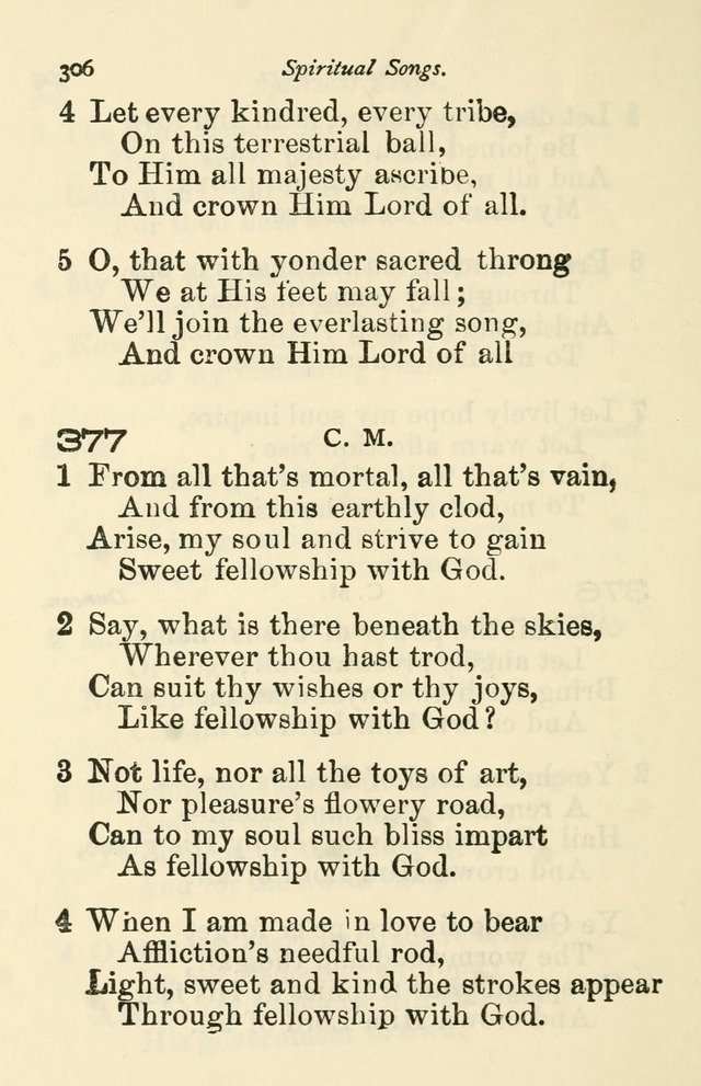 A Choice Selection of Hymns and Spiritual Songs for the use of the Baptist Church and all lovers of song page 309