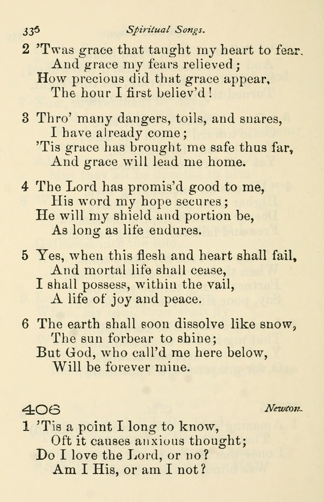 A Choice Selection of Hymns and Spiritual Songs for the use of the Baptist Church and all lovers of song page 339