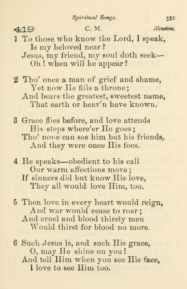 A Choice Selection of Hymns and Spiritual Songs for the use of the Baptist Church and all lovers of song page 354