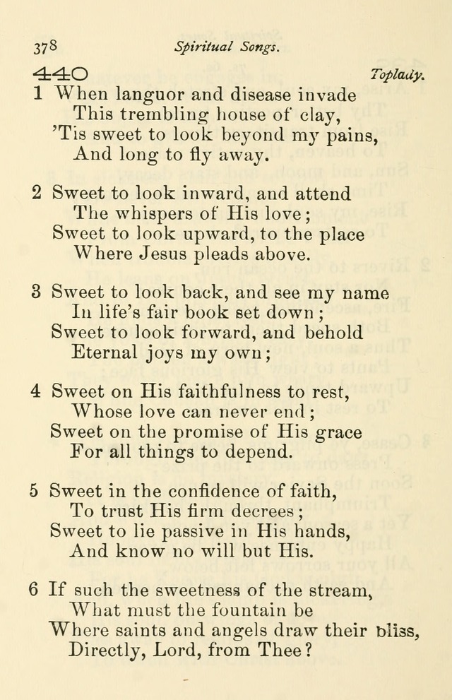 A Choice Selection of Hymns and Spiritual Songs for the use of the Baptist Church and all lovers of song page 381