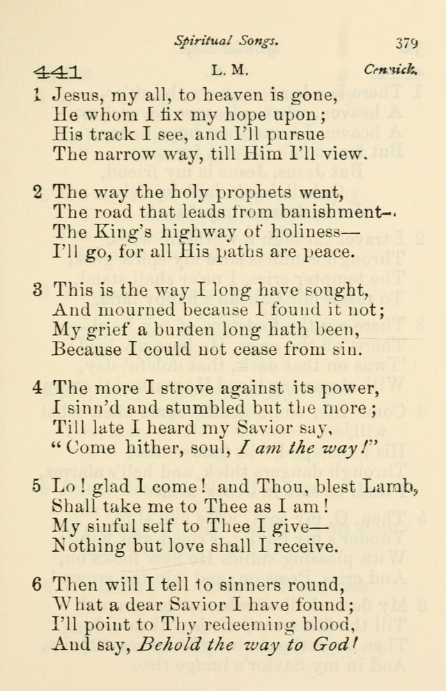 A Choice Selection of Hymns and Spiritual Songs for the use of the Baptist Church and all lovers of song page 382