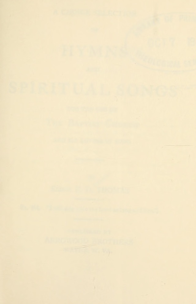 A Choice Selection of Hymns and Spiritual Songs for the use of the Baptist Church and all lovers of song page 4