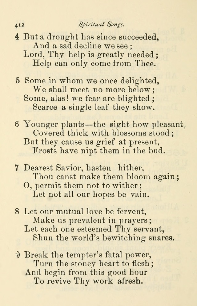 A Choice Selection of Hymns and Spiritual Songs for the use of the Baptist Church and all lovers of song page 415