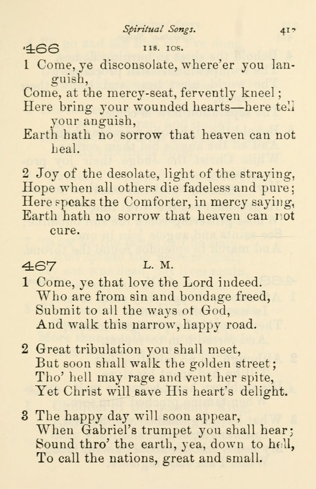 A Choice Selection of Hymns and Spiritual Songs for the use of the Baptist Church and all lovers of song page 416