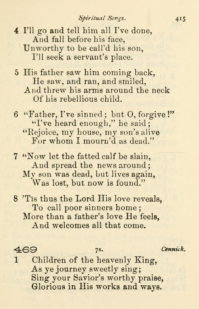 A Choice Selection of Hymns and Spiritual Songs for the use of the Baptist Church and all lovers of song page 418
