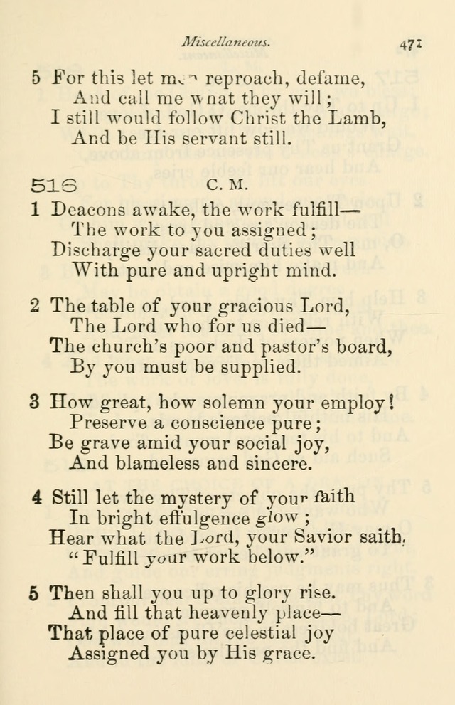 A Choice Selection of Hymns and Spiritual Songs for the use of the Baptist Church and all lovers of song page 474