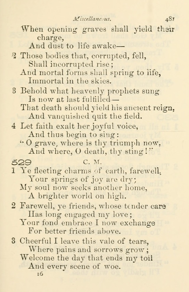 A Choice Selection of Hymns and Spiritual Songs for the use of the Baptist Church and all lovers of song page 484