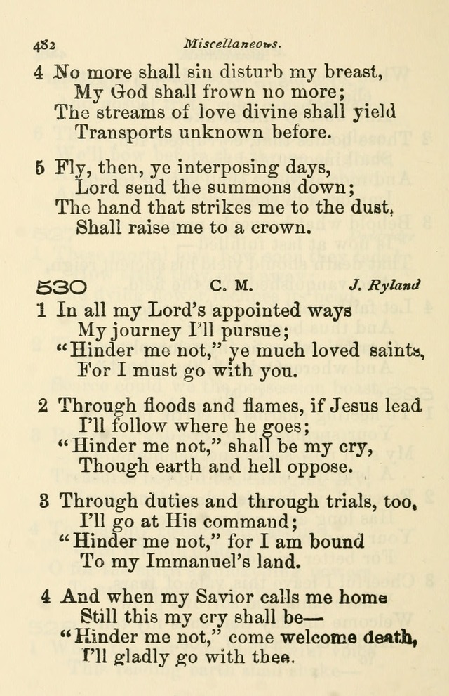 A Choice Selection of Hymns and Spiritual Songs for the use of the Baptist Church and all lovers of song page 485