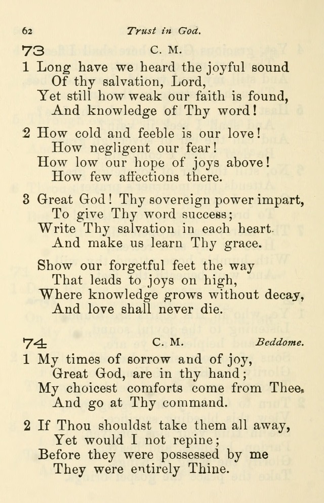 A Choice Selection of Hymns and Spiritual Songs for the use of the Baptist Church and all lovers of song page 65