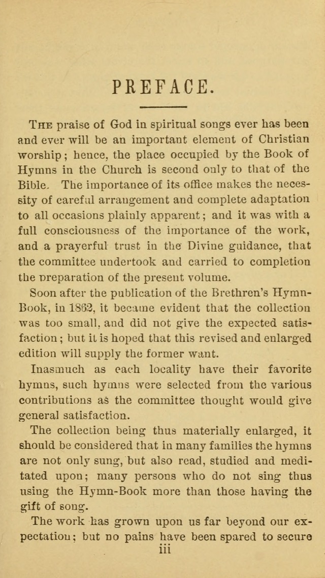 A Collection of Spiritual Hymns: adapted to the Various Kinds of Christian Worship, and especially designed for the use of the Brethren in Christ. 2nd ed. page 3