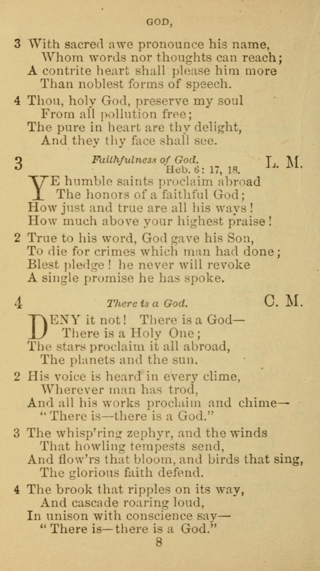 A Collection of Spiritual Hymns: adapted to the Various Kinds of Christian Worship, and especially designed for the use of the Brethren in Christ. 2nd ed. page 8