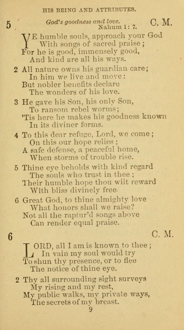 A Collection of Spiritual Hymns: adapted to the Various Kinds of Christian Worship, and especially designed for the use of the Brethren in Christ. 2nd ed. page 9