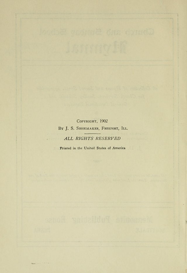 Church and Sunday School Hymnal with Supplement: a Collection of Hymns and Sacred Songs ... [with Deutscher Anhang] page 2