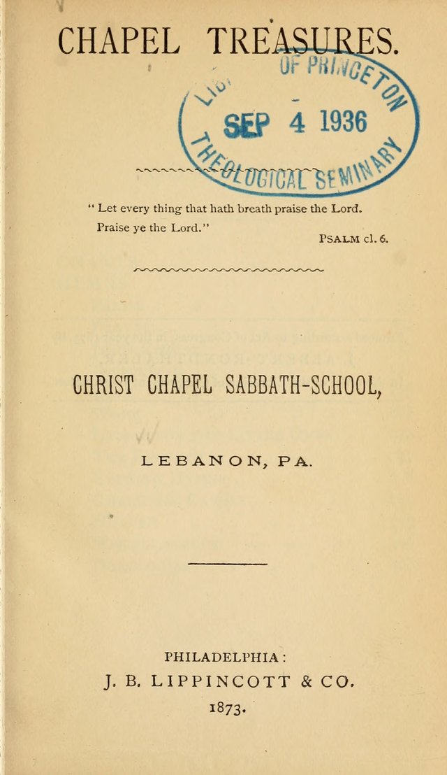 Chapel Treasures (Christ Chapel Sabbath-School, Lebanon, PA) page 8