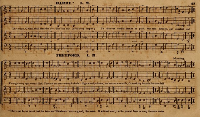 The Choir: or, Union collection of church music. Consisting of a great variety of psalm and hymn tunes, anthems, &c. original and selected. Including many beautiful subjects from the works.. (2nd ed.) page 47
