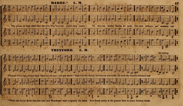 The Choir: or, Union collection of church music. Consisting of a great variety of psalm and hymn tunes, anthems, &c. original and selected. Including many beautiful subjects from the works.. (2nd ed.) page 47
