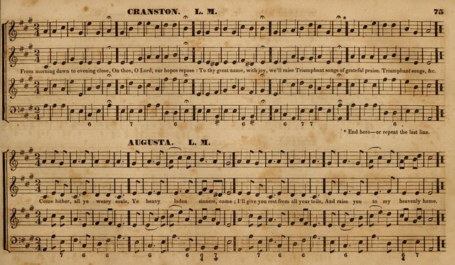 The Choir: or, Union collection of church music. Consisting of a great variety of psalm and hymn tunes, anthems, &c. original and selected. Including many beautiful subjects from the works.. (2nd ed.) page 75