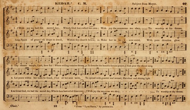 The Choir: or, Union collection of church music. Consisting of a great variety of psalm and hymn tunes, anthems, &c. original and selected. Including many beautiful subjects from the works.. (2nd ed.) page 97