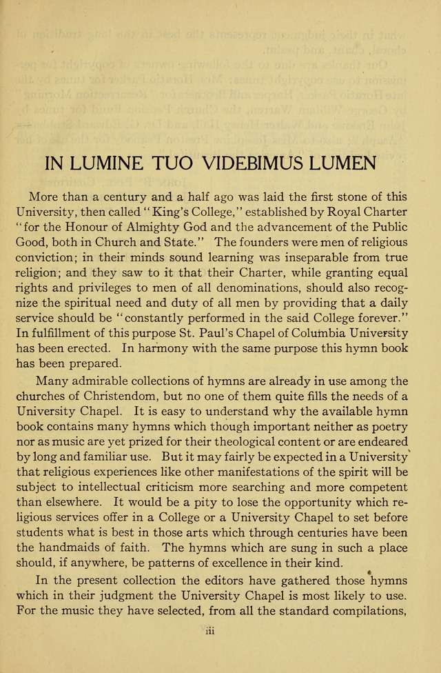 Columbia University Hymnal page 1