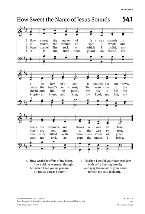 The Hymnal 310. How sweet the Name of Jesus sounds