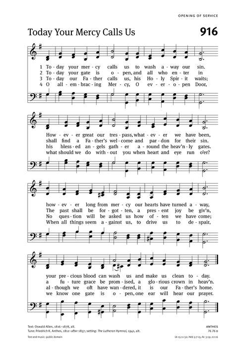 Christian Worship: Hymnal 916. Today your mercy calls us | Hymnary.org
