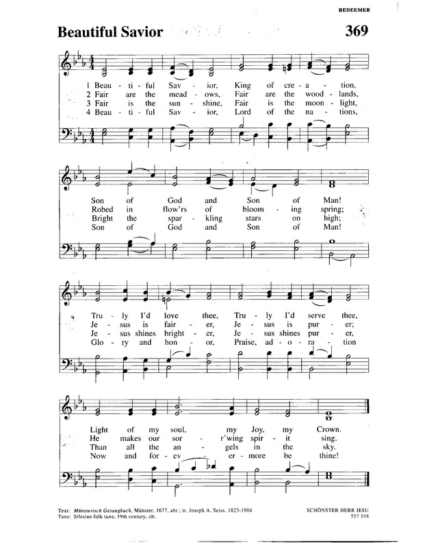 Christian Worship a Lutheran hymnal 369. Beautiful Savior