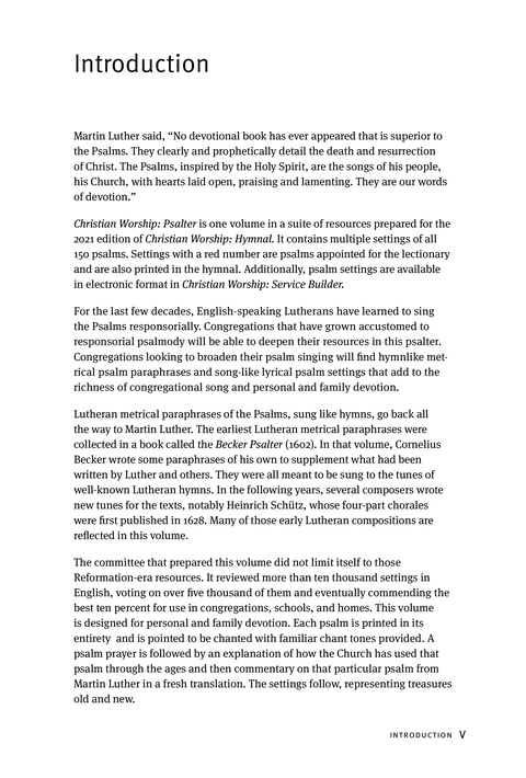Christian Worship: Psalter page v